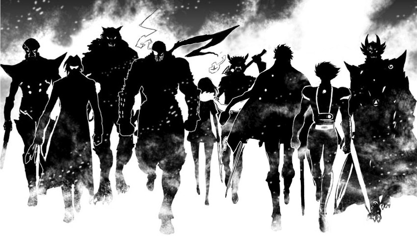 hijikata toshizou, kabuto kouji, yamoto koki, fujikido kenji, garo, and 4 more (fate and 9 more) drawn by yogo_yuuki