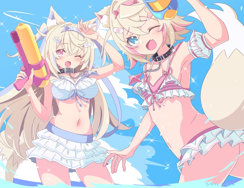 fuwawa abyssgard and mococo abyssgard (hololive and 1 more) drawn by hinata_hirune
