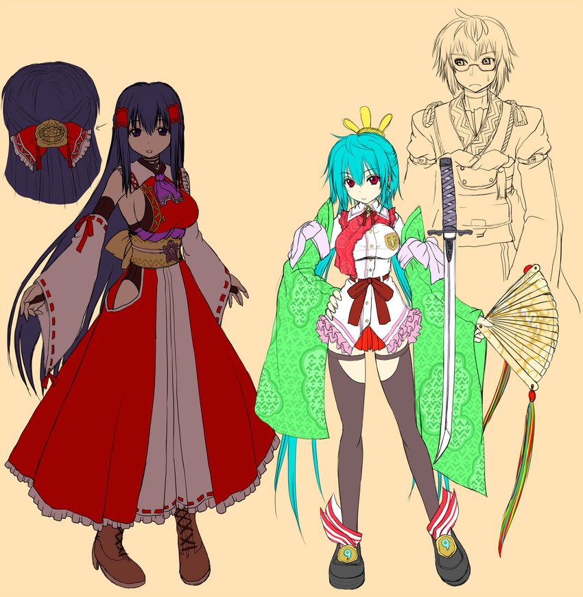 morichika rinnosuke and sendai hakurei no miko (original and 2 more) drawn by asamura_hiori