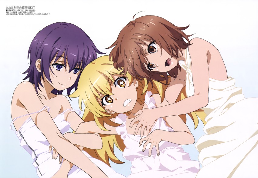 shokuhou misaki, kouzaku mitori, and dolly (toaru majutsu no index and 3 more) drawn by hiyamizu_yukie