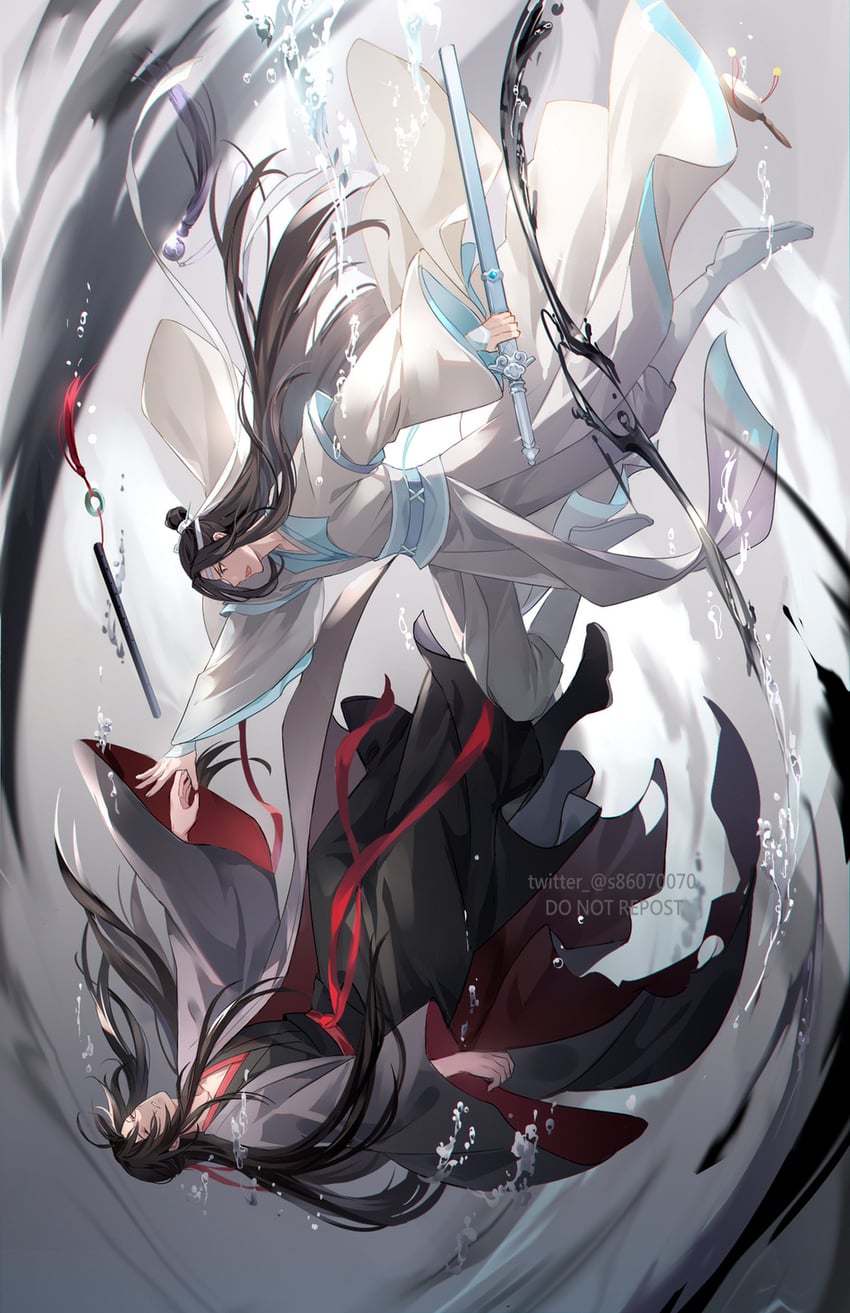 wei wuxian and lan wangji (modao zushi) drawn by usagishi
