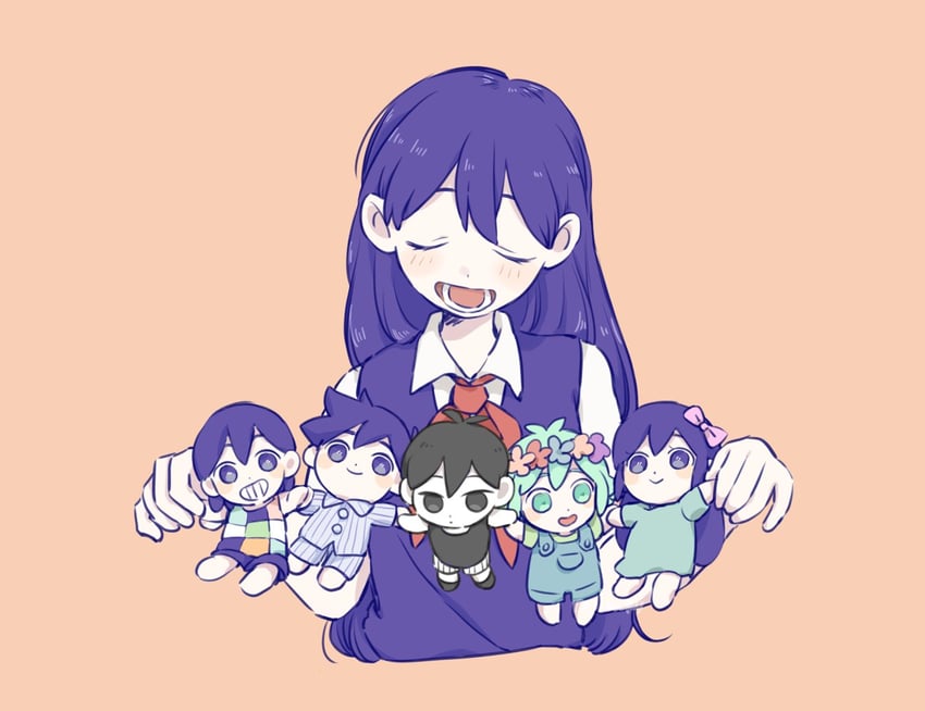 omori, basil, aubrey, mari, kel, and 1 more (omori) drawn by nn_w_ky