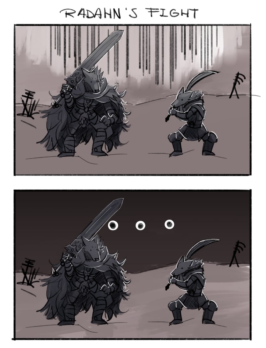 tarnished and blaidd the half-wolf (elden ring) drawn by tsukihowl