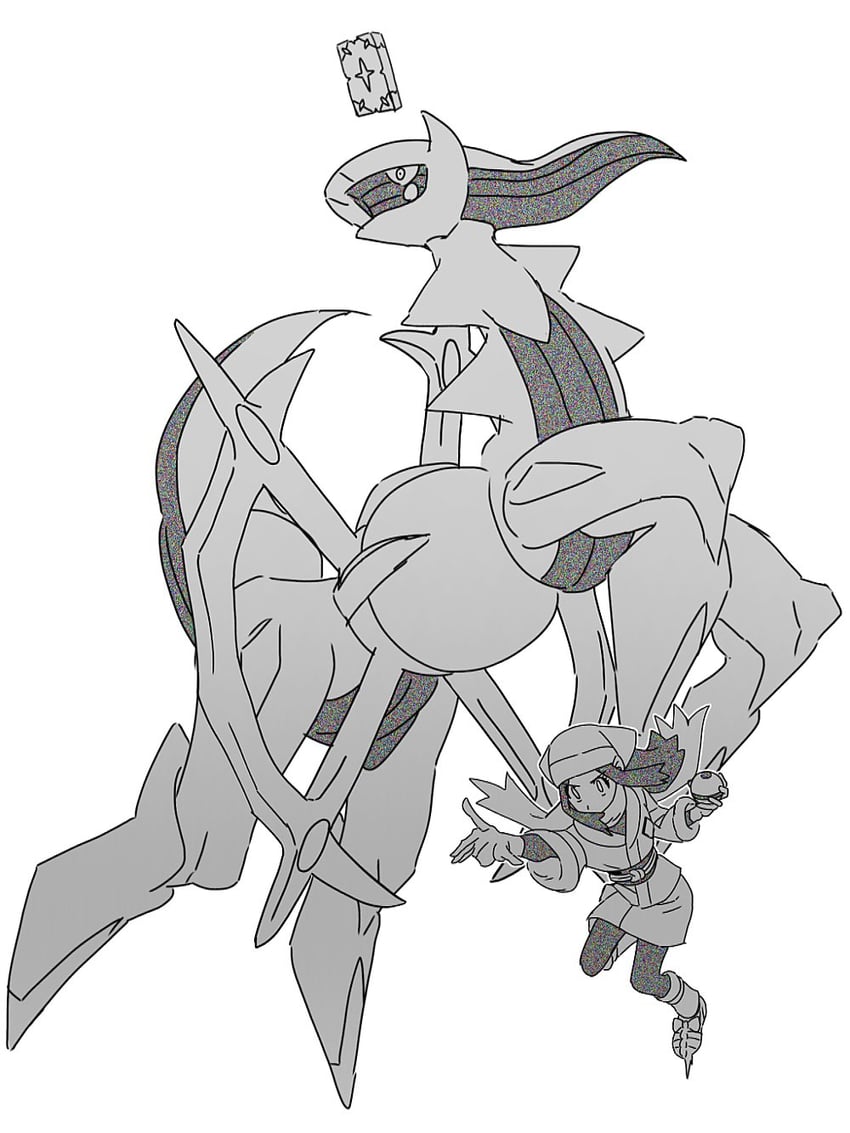 akari and arceus (pokemon and 1 more) drawn by p0ke_a0210