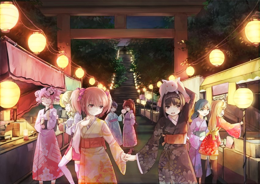 akemi homura, kaname madoka, miki sayaka, sakura kyoko, tomoe mami, and 4 more (mahou shoujo madoka magica) drawn by spirtie