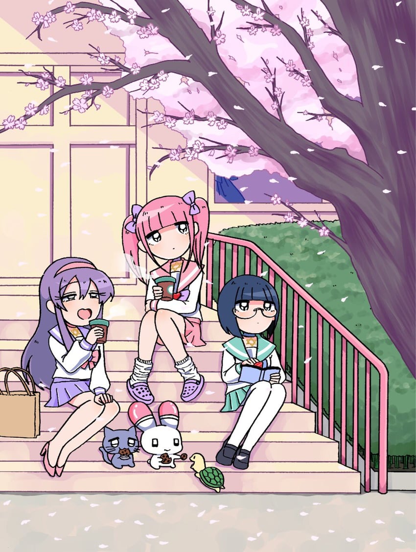 menhera-chan, usatan, sabukaru-chan, yumekawa-chan, and nekotan (menhera-chan) drawn by ezaki_bisuko