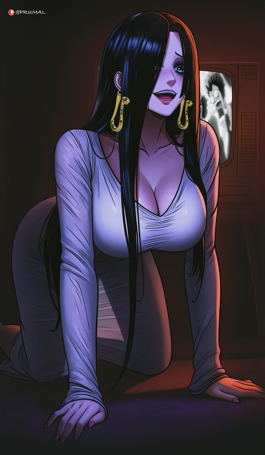 boa hancock and yamamura sadako (one piece and 1 more) drawn by prixmal
