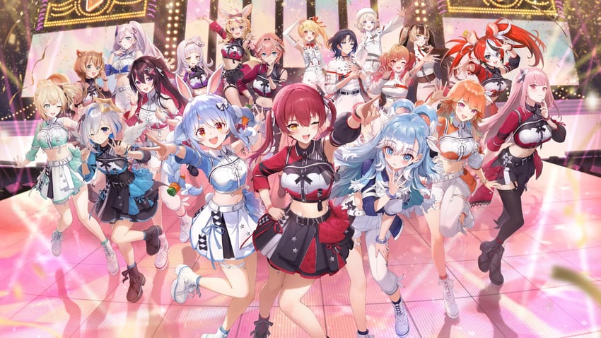 houshou marine, usada pekora, mori calliope, takanashi kiara, amane kanata, and 14 more (hololive and 3 more) drawn by amagai_tarou and ekao