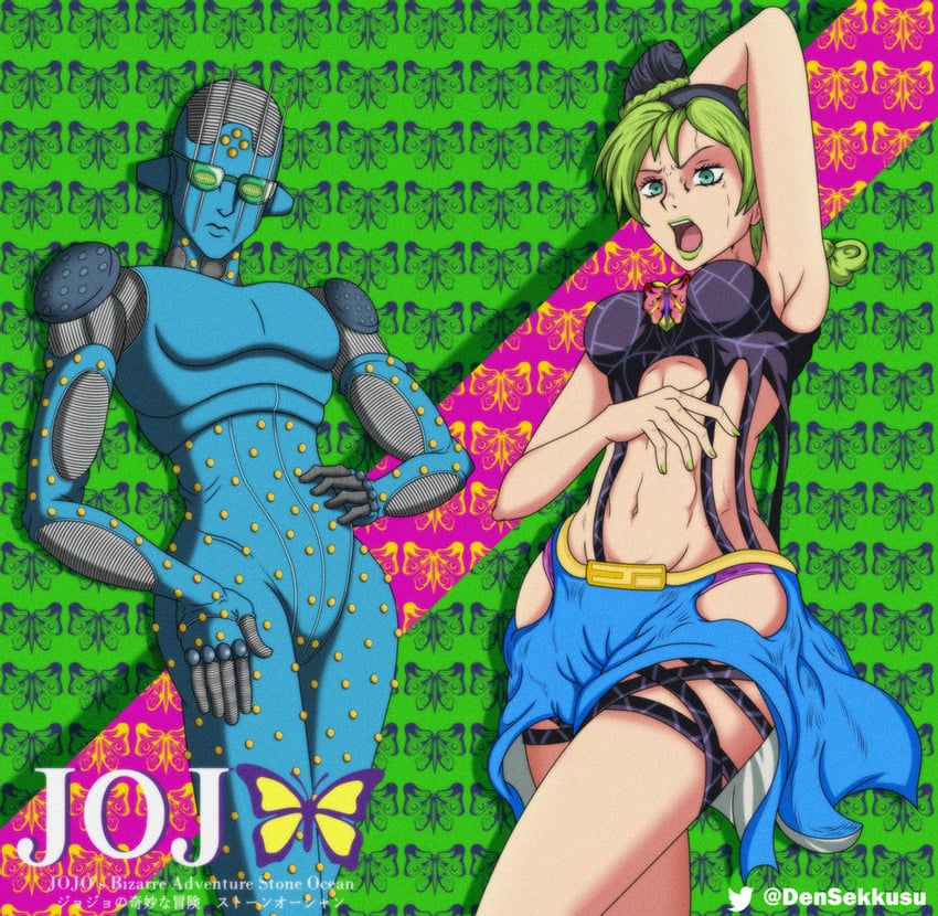 kujo jolyne and stone free (jojo no kimyou na bouken and 1 more) drawn by densekkusu