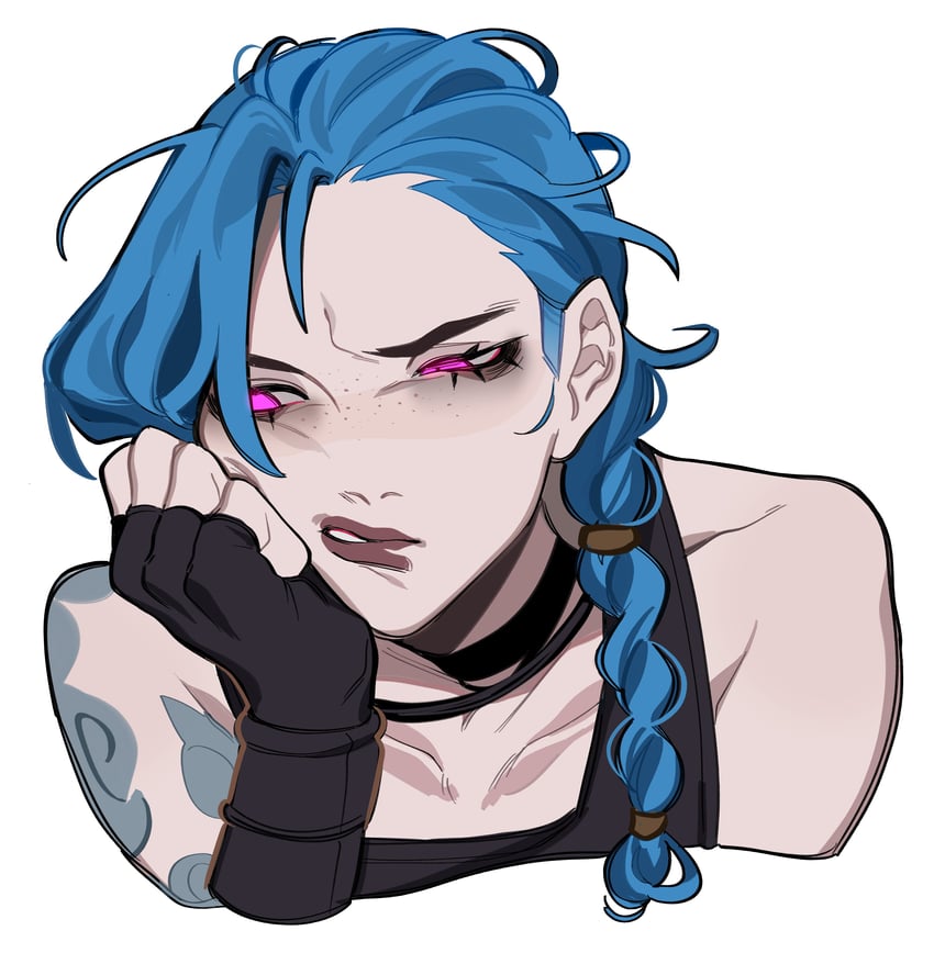 jinx and arcane jinx (league of legends and 1 more) drawn by porqueloin