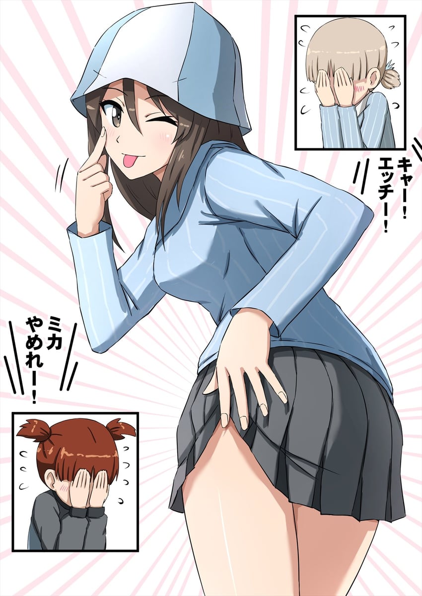 mika, aki, and mikko (girls und panzer) drawn by omachi_(slabco)