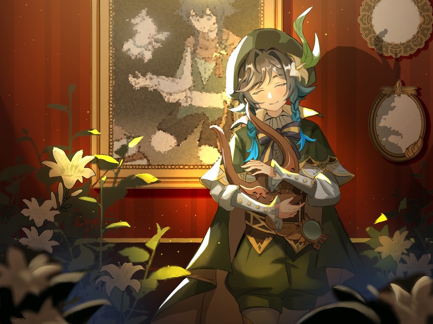 venti, barbatos, and nameless bard (genshin impact) drawn by yasuzume