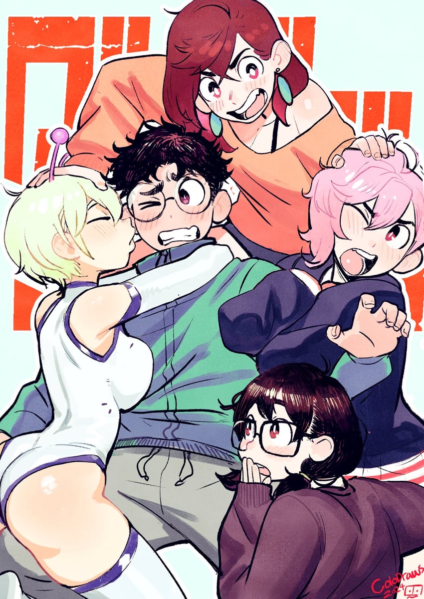 ayase momo, takakura ken, shiratori aira, vamola, and sawaki rin (dandadan) drawn by colo_(nagrolaz)