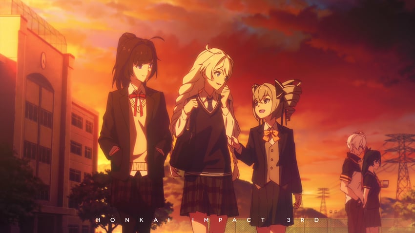 kiana kaslana, raiden mei, bronya zaychik, kevin kaslana, and mei (honkai and 1 more)