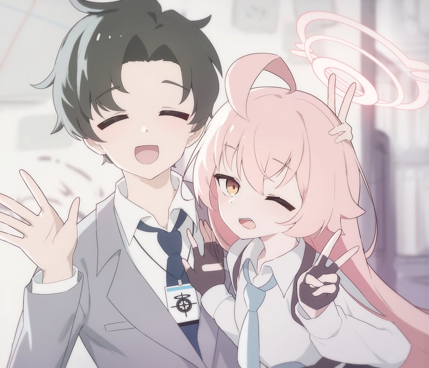 sensei and hoshino (blue archive and 1 more) drawn by liyom