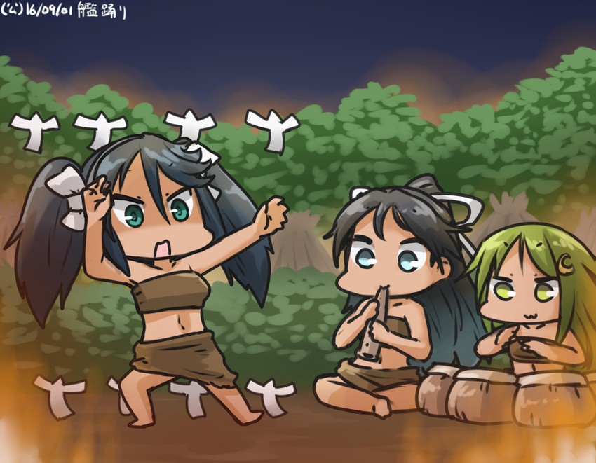 nagatsuki, katsuragi, and isuzu (kantai collection) drawn by hamu_koutarou