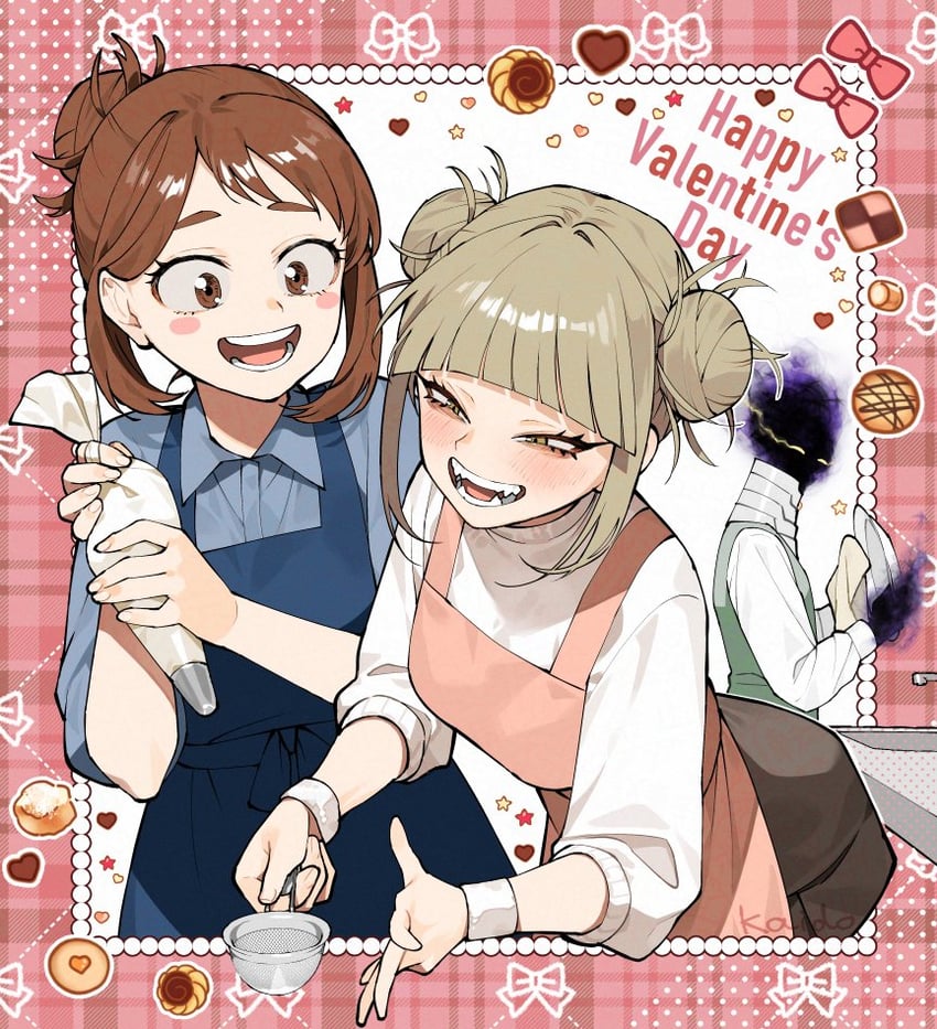 uraraka ochaco, toga himiko, and kurogiri (boku no hero academia) drawn by kaido_(kaido_ggg)