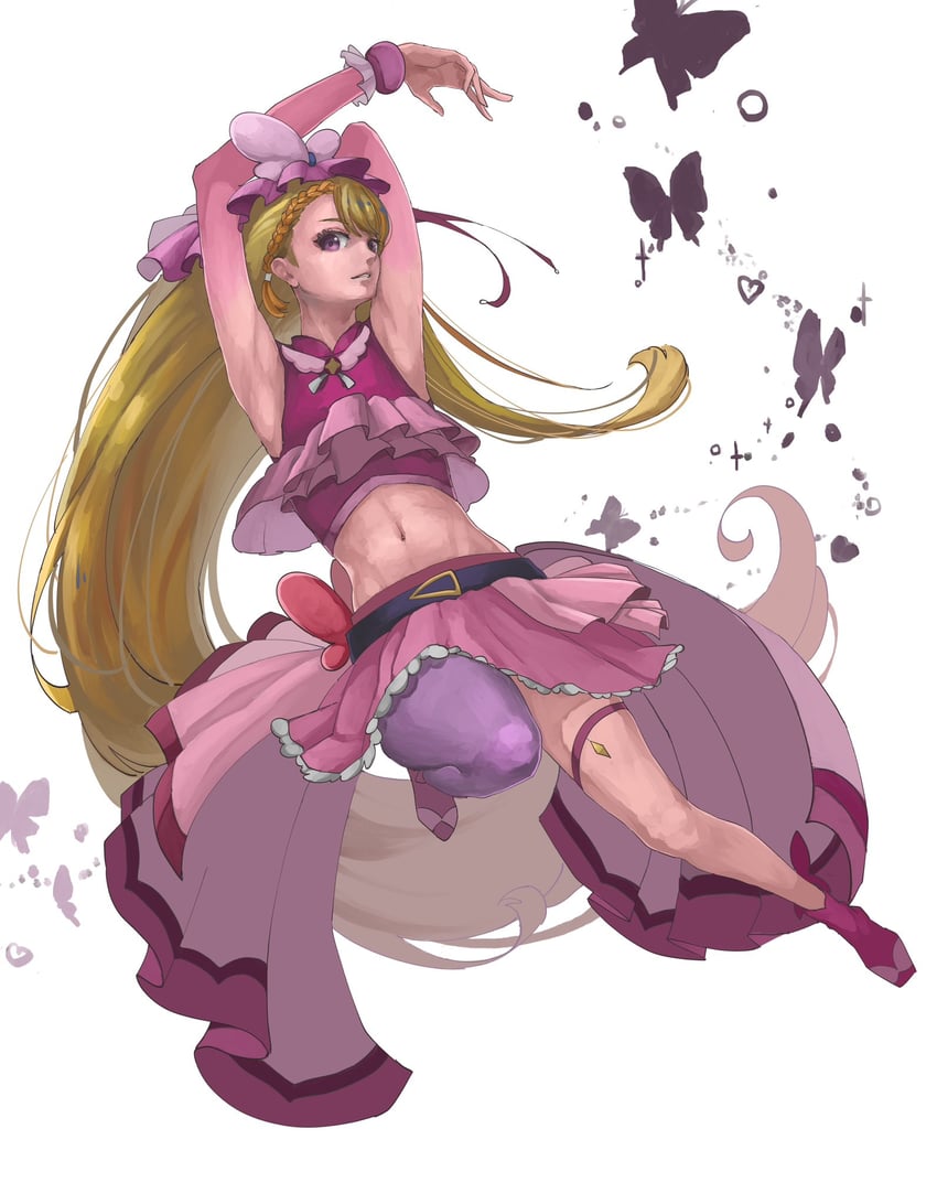 hijiri ageha and cure butterfly (precure and 1 more) drawn by omochi_011011