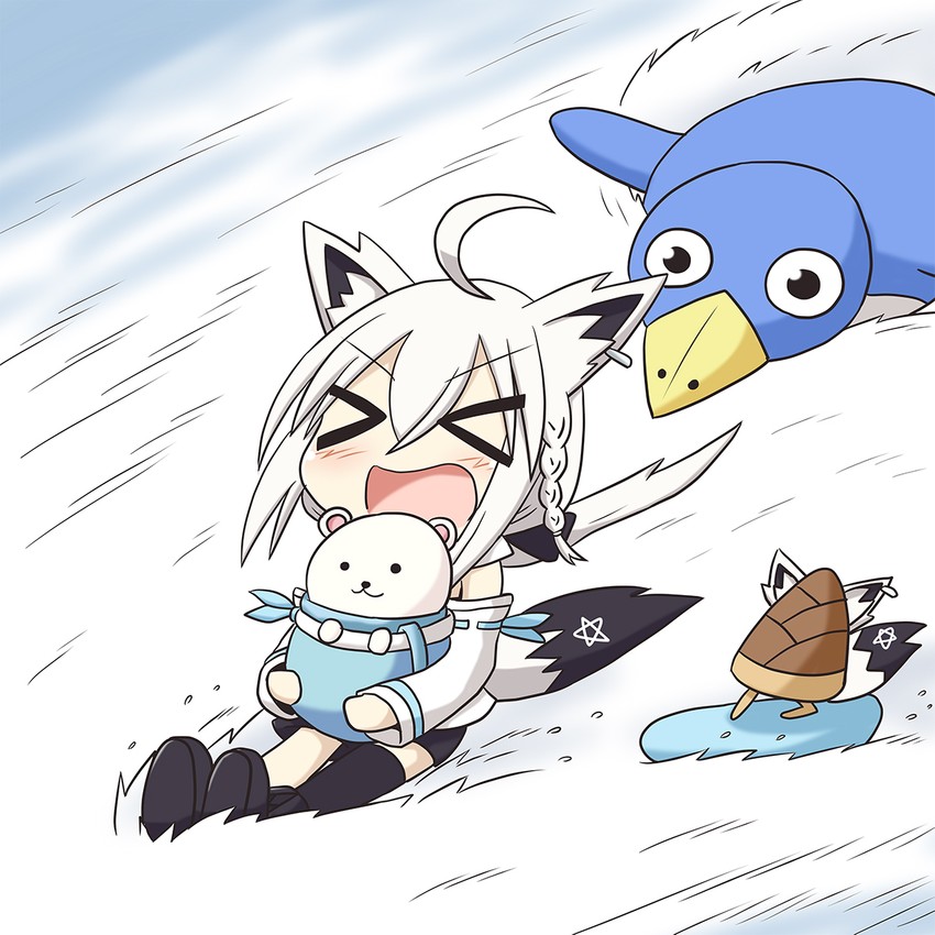 shirakami fubuki, daifuku, and oruyanke (hololive) drawn by kasaneko