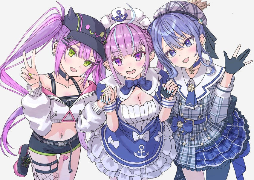 hoshimachi suisei, minato aqua, tokoyami towa, and bibi (hololive) drawn by yashipom
