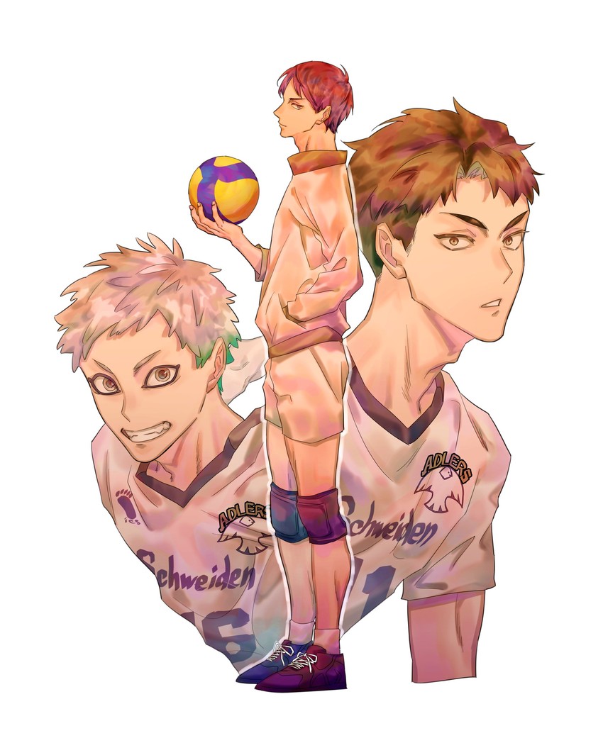 kageyama tobio, ushijima wakatoshi, and hoshiumi kourai (haikyuu!!) drawn by shiraumi8351
