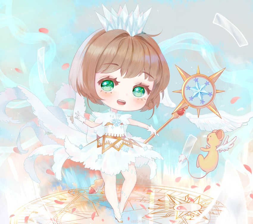 kinomoto sakura and kero (cardcaptor sakura and 1 more) drawn by kikkidream