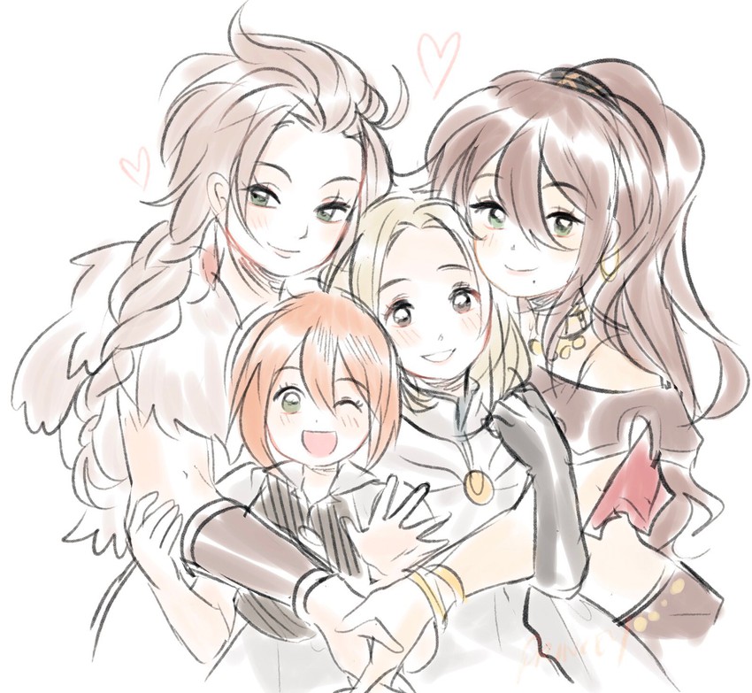 tressa colzione, ophilia clement, primrose azelhart, and h'aanit (octopath traveler and 1 more) drawn by aubz