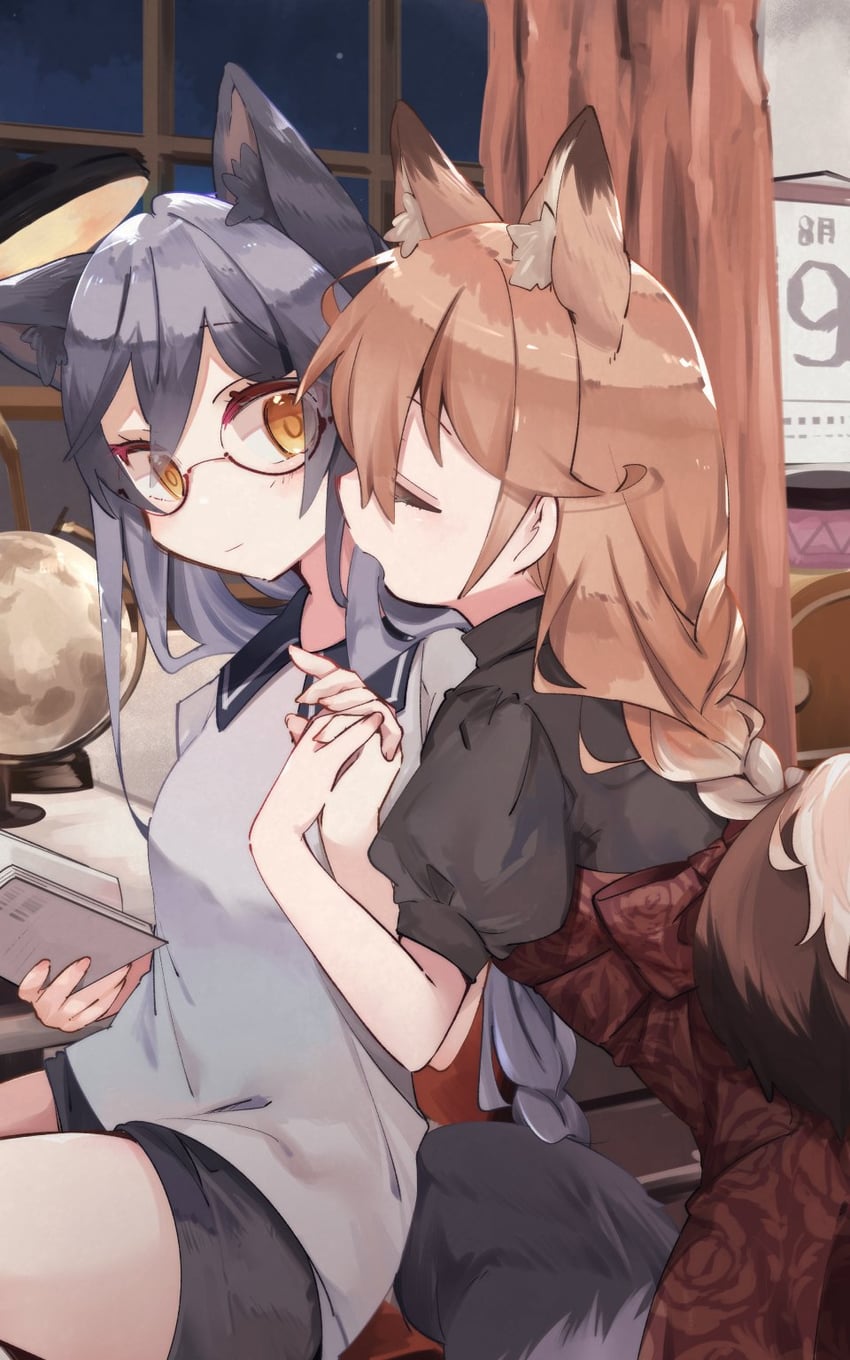 silver fox and ezo red fox (kemono friends) drawn by nanana_(nanana_iz)