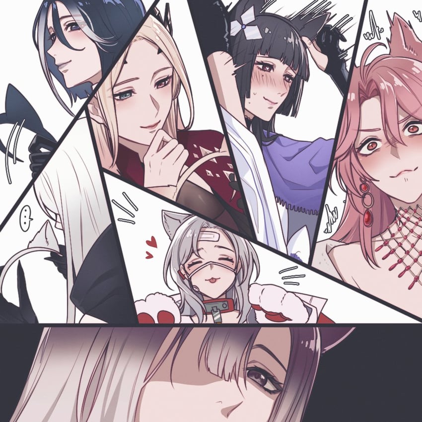 shalom, nox, eirene, sumire, adela, and 2 more (path to nowhere) drawn by angon623