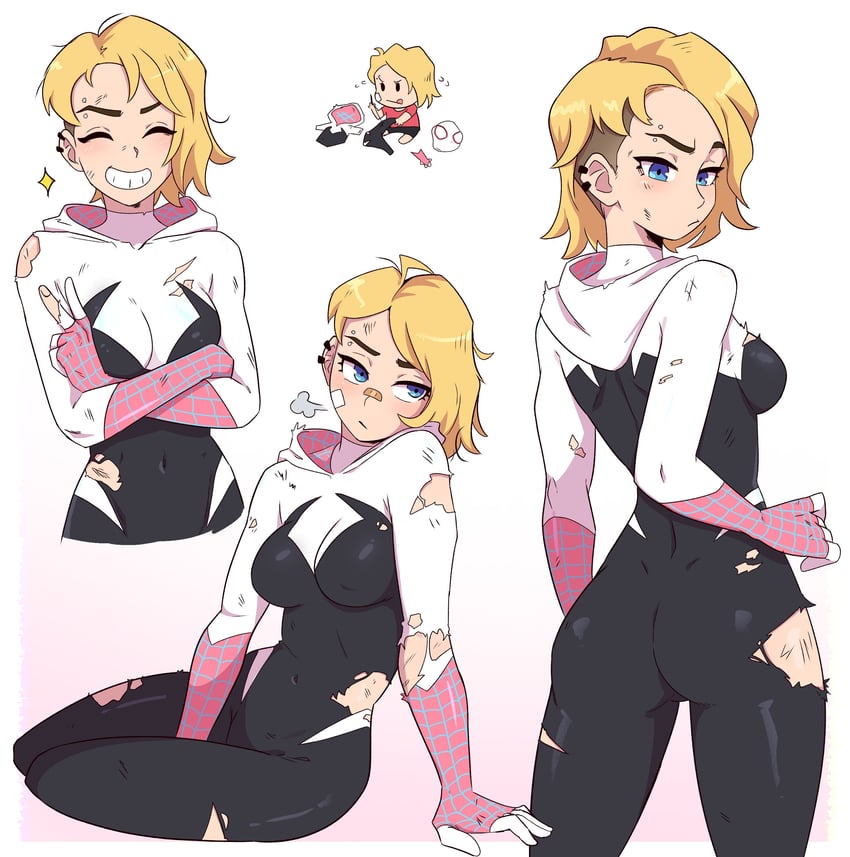 spider-gwen and gwen stacy (marvel and 3 more) drawn by dashi_(dashiart)