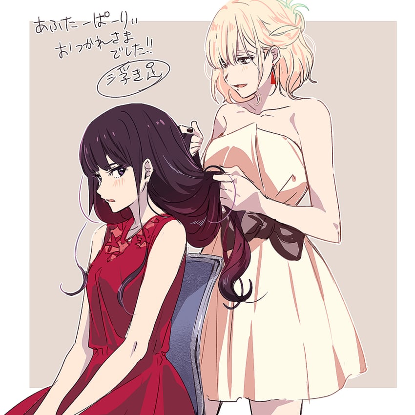 nishikigi chisato and inoue takina (lycoris recoil) drawn by anarchy_ptck