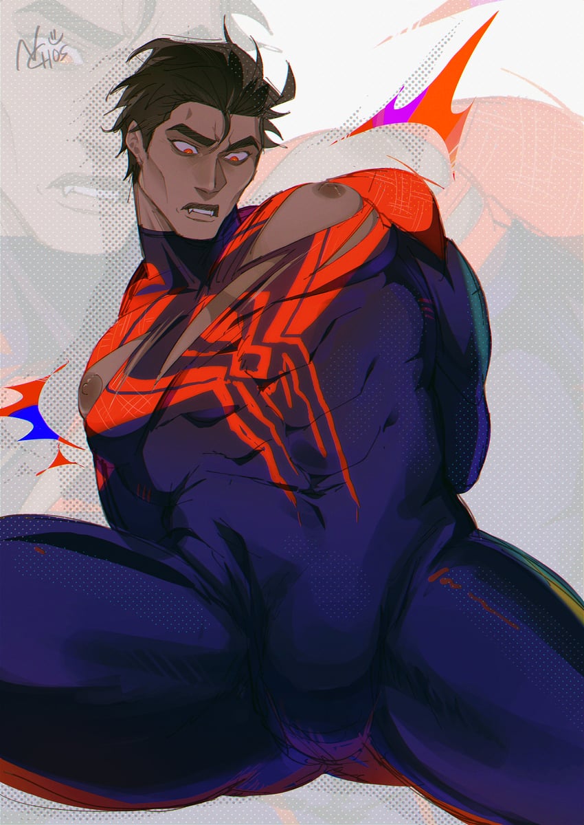 miguel o'hara and spider-man (marvel and 3 more) drawn by nachos_(chos_na)