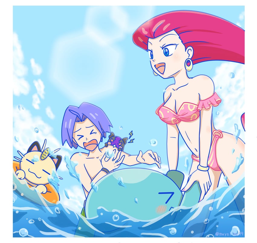 morpeko, jessie, james, meowth, and wobbuffet (pokemon) drawn by lapis-lazzuli