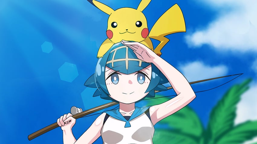 pikachu and lana (pokemon and 1 more) drawn by grapeanime