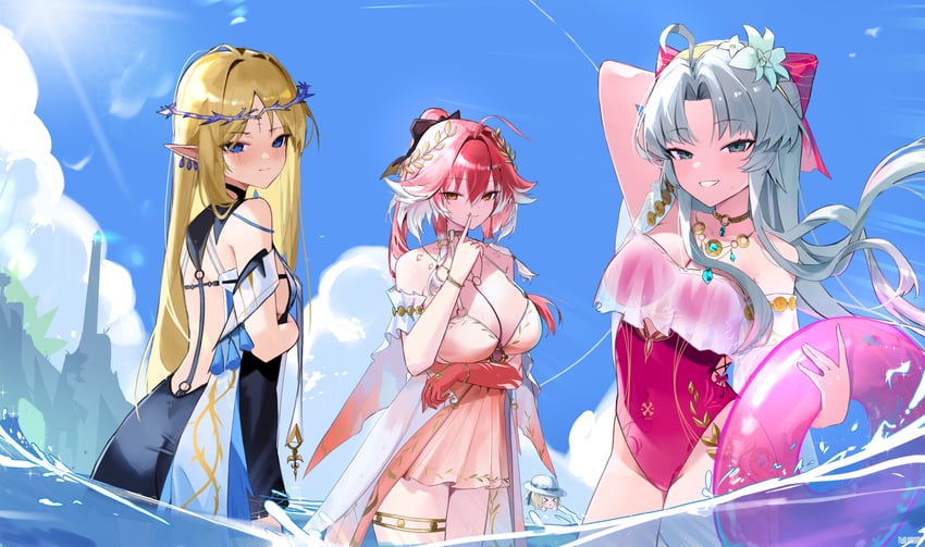 phoebe, cartethyia, carlotta, and changli (wuthering waves) drawn by hiromi_two