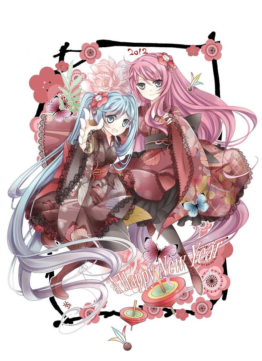 hatsune miku and megurine luka (vocaloid) drawn by ayumaru_(art_of_life)