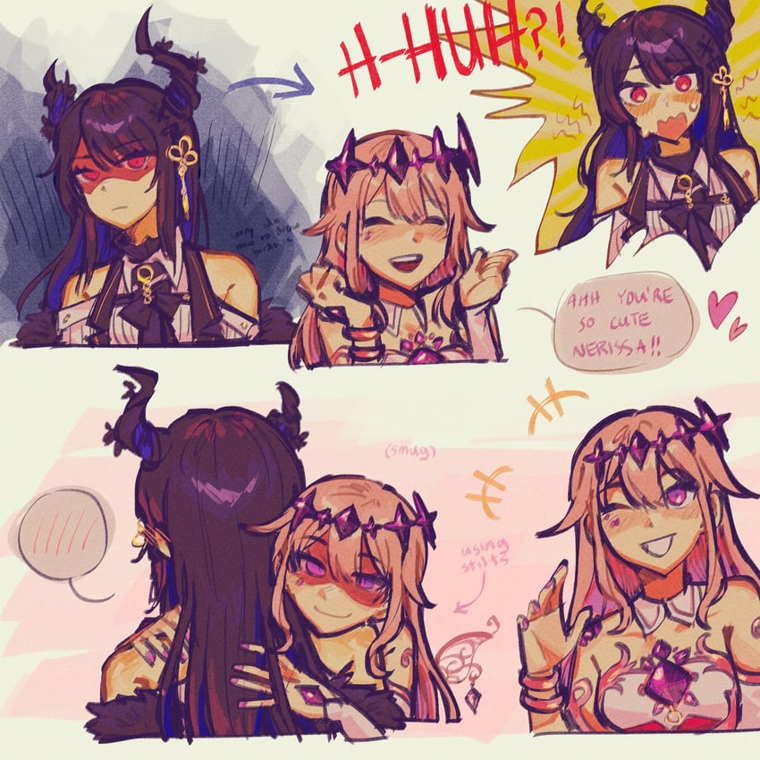 nerissa ravencroft and koseki bijou (hololive and 1 more) drawn by icedsoup
