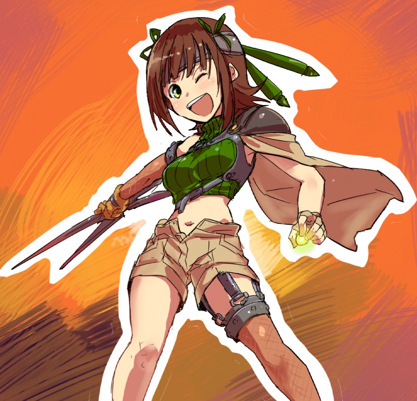 amami haruka and yuffie kisaragi (idolmaster and 2 more) drawn by kusanagi_kaoru