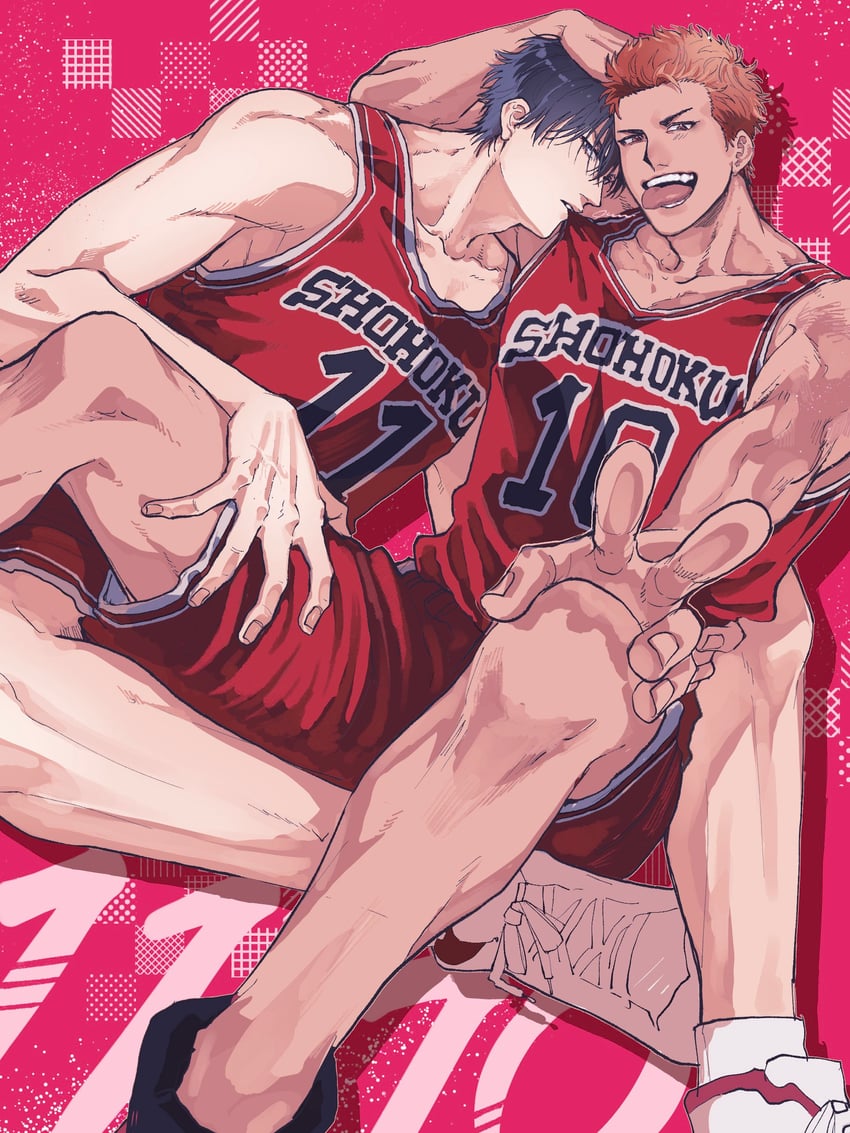 sakuragi hanamichi and rukawa kaede (slam dunk) drawn by a_nzi_end