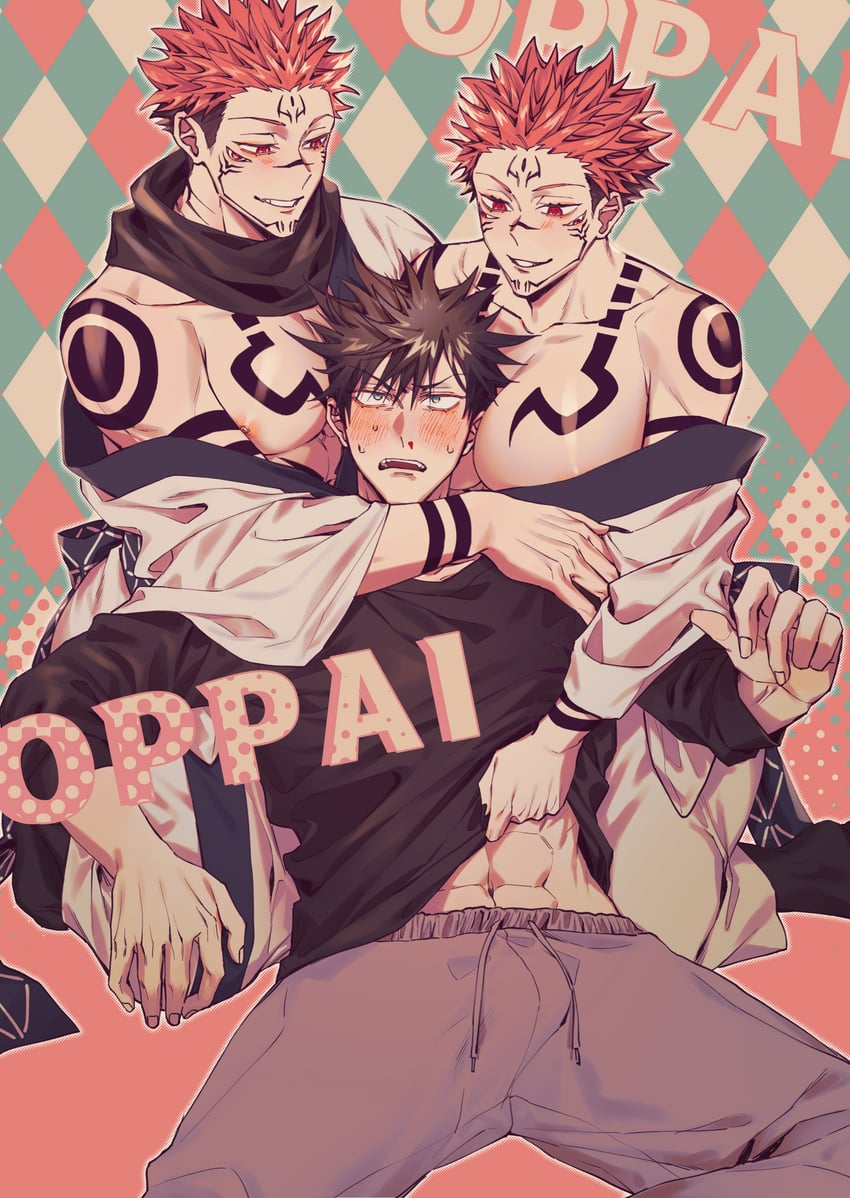 fushiguro megumi and ryoumen sukuna (jujutsu kaisen) drawn by azukiharuta_ju