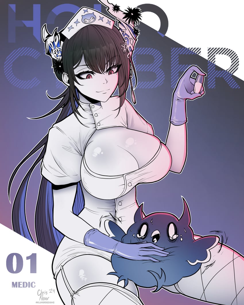 nerissa ravencroft and jailbird (hololive and 1 more) drawn by kluverdesigns