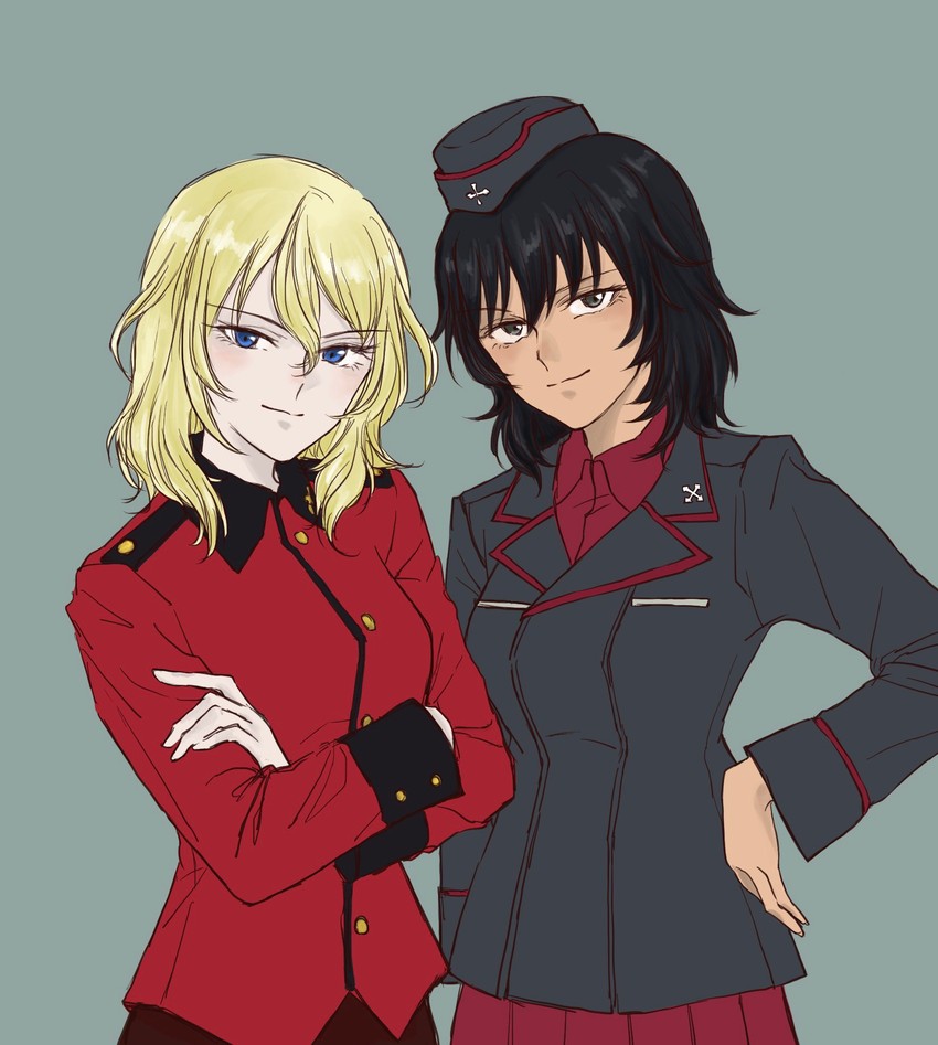 andou and oshida (girls und panzer) drawn by anmitsu_sd