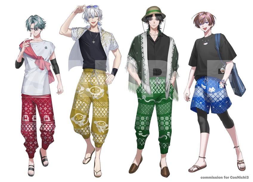 freodore, kaelix debonair, zeal ginjoka, and seible (nijisanji and 1 more) drawn by kaohom503
