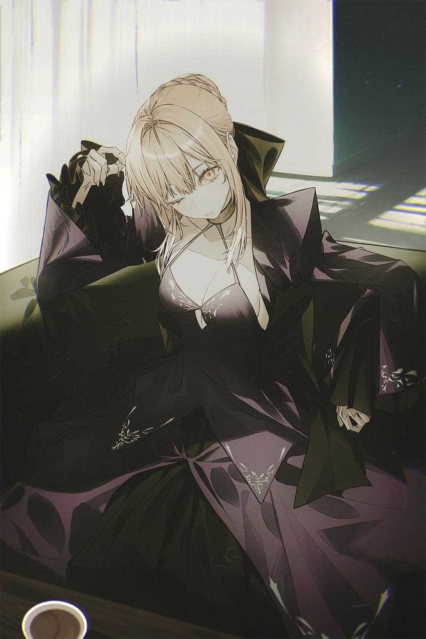 artoria pendragon and saber alter (fate) drawn by fov_ps