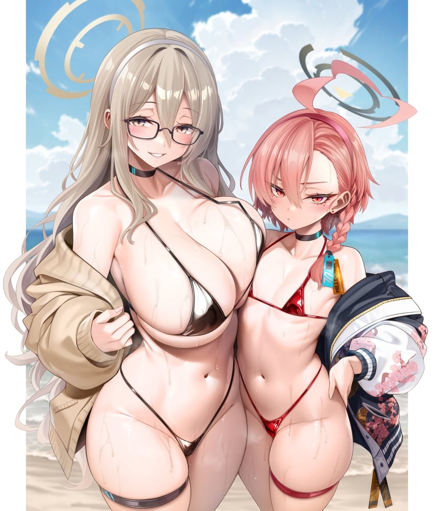 neru and akane (blue archive) drawn by oni-noboru