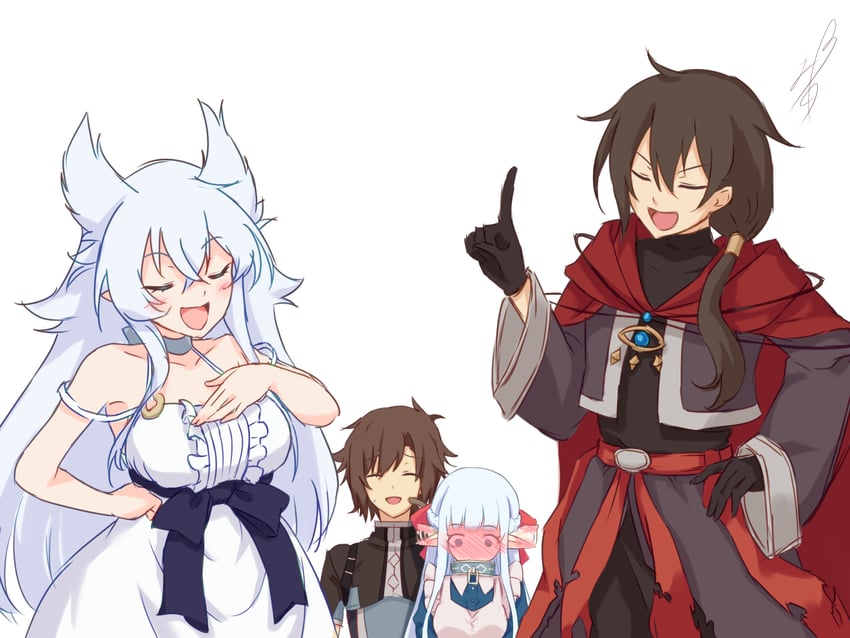 fenrys, nephelia, zagan, and flio (lv2 kara cheat datta moto yuusha kouho no mattari isekai life and 1 more) drawn by soanote