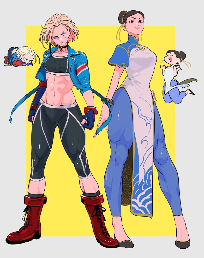 chun-li and cammy white (street fighter and 1 more) drawn by caxqov