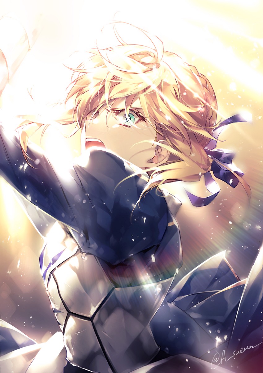 artoria pendragon and saber (fate and 1 more) drawn by h_sueun