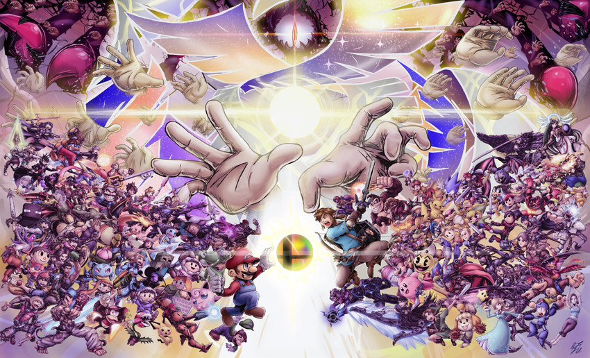 link, inkling player character, pikachu, princess zelda, inkling girl, and 117 more (pokemon and 73 more) drawn by yoshiunity