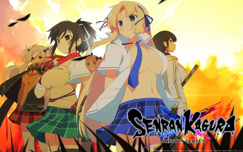 asuka, ikaruga, hibari, yagyu, and katsuragi (senran kagura and 1 more) drawn by yaegashi_nan
